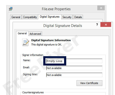 Screenshot of the Empty Loop certificate